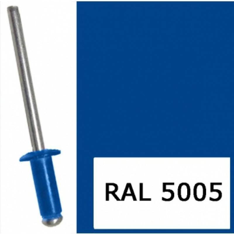 Заклепка вытяжная, окрашенная в цвета RAL 4x10 RAL 5005 синий насыщенный (1000 шт)