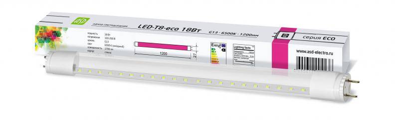 Лампа светодиодная ASD LED-T8R 18 Вт 220 В G13 4000 К 1700 Лм