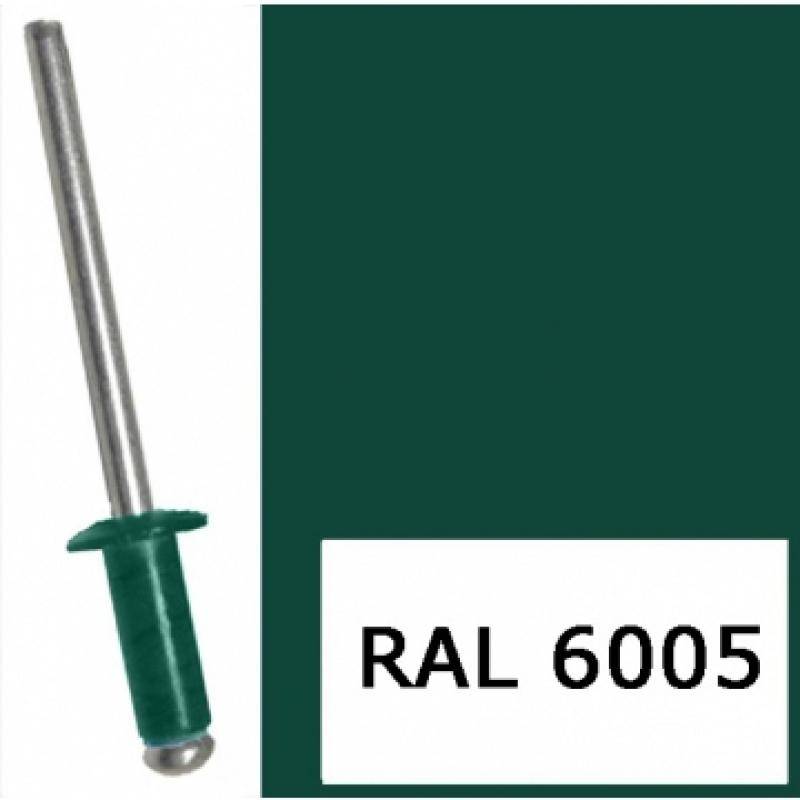 Заклепка вытяжная, окрашенная в цвета RAL 3,2x8 RAL 6005 зеленый мох (1000 шт)