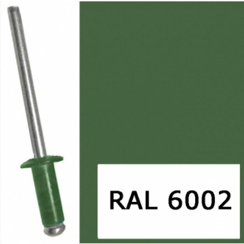Заклепка вытяжная, окрашенная в цвета RAL 4x10 RAL 6002 зеленый лист (1000 шт)