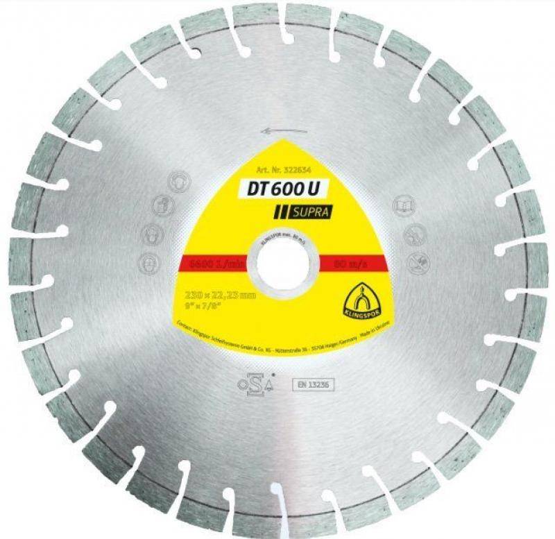 Круг алмазный сегментный 125 х 22,23 мм Klingspor DT 600U для бетона